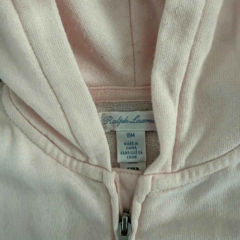 Pink Ralph Lauren Hoodie and Pants Set with Bear Patch
